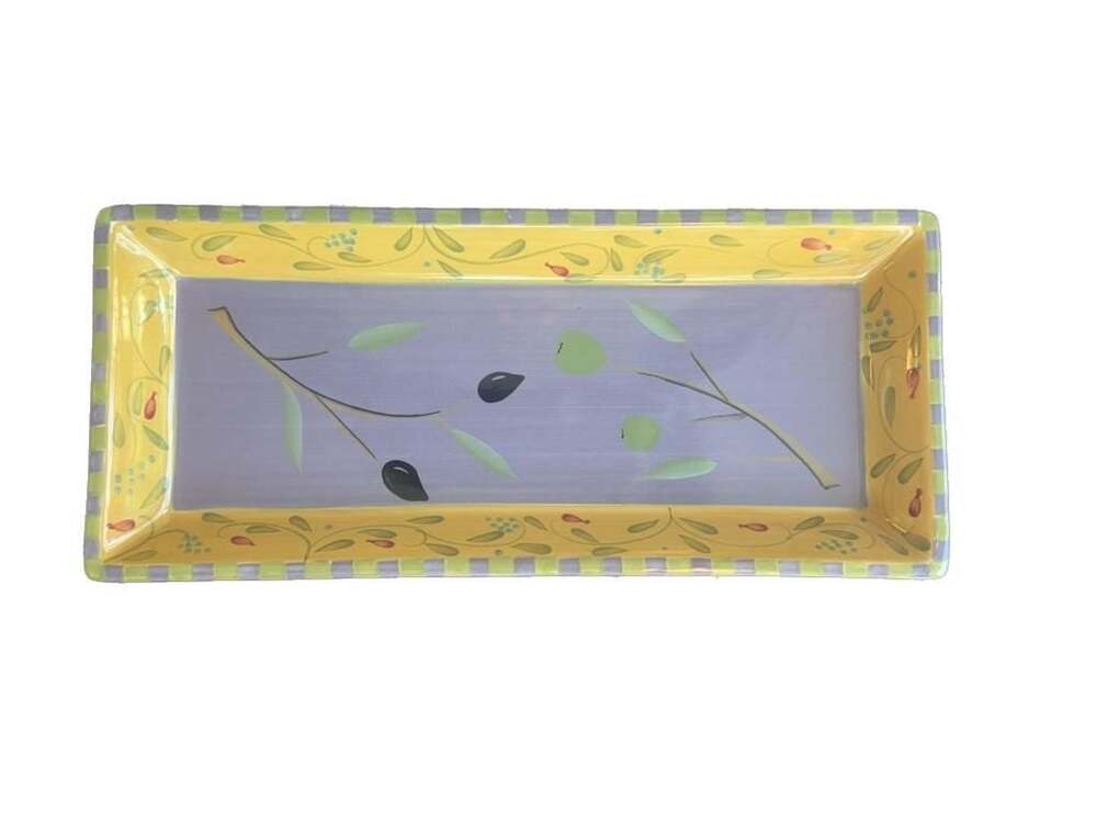 Signature Housewares Olivia Dobby Segura Designs Olive Pattern Rectangular Tray